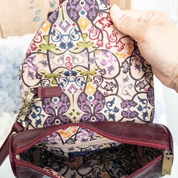 Helen Welsh Genuine Leather Burgundy Wristlet Purse Wallet Bag - Picture 7 of 8